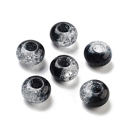 Two Tone Transparent Crackle Acrylic European Beads, Large Hole Beads, Rondelle, Black, 14x8.5mm, Hole: 5.5mm, about 537pcs/500g(TACR-P009-B01-08)