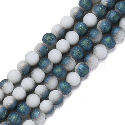 Electroplate Frosted Glass Beads Strands, Round, Dark Slate Gray, 5x4mm, Hole: 1mm, about 98~102Pcs/strand, 16.14 inch~16.54 inch(41~42cm)(EGLA-N006-036E)