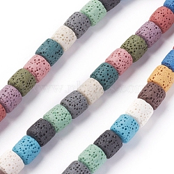 Natural Lava Rock Beads Strands, Dyed, Column, Mixed Color, 8~8.5x8~8.5mm, Hole: 2mm, about 46 pcs/Strand, 15.35 inch(39 cm)(G-F671-04A-15)