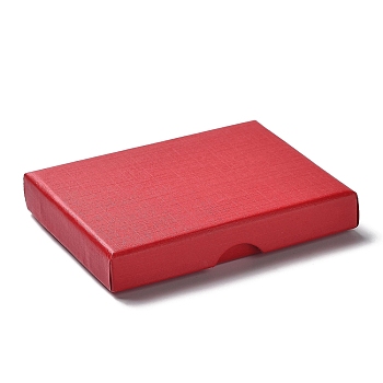 Cardboard Jewelry Set Boxes, with Sponge Inside, Rectangle, Red, 9.05x7.1x1.55~1.65cm