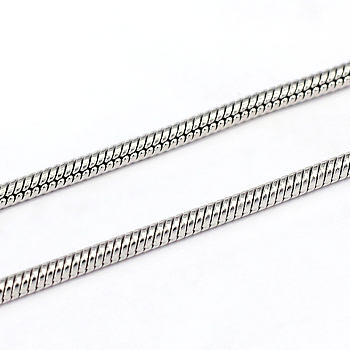 3.28 Feet 304 Stainless Steel Snake Chains, Soldered, Stainless Steel Color, 2mm