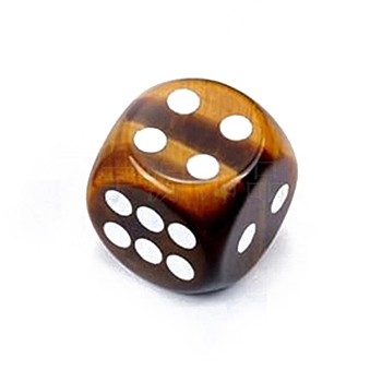 Natural Tiger Eye Carved Cube Dice, for Playing Tabletop Games, 15x15x15mm