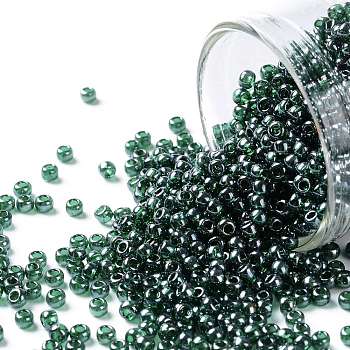 TOHO Round Seed Beads, Japanese Seed Beads, (118) Transparent Luster Green Emerald, 11/0, 2.2mm, Hole: 0.8mm, about 5555pcs/50g