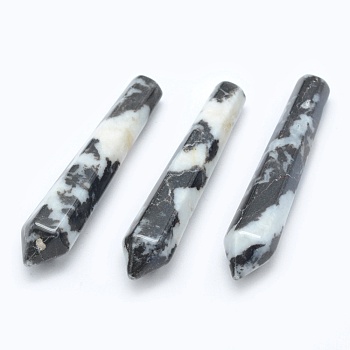 Natural Zebra Jasper Pointed Beads, Healing Stones, Reiki Energy Balancing Meditation Therapy Wand, Bullet, Undrilled/No Hole Beads, 50.5x10x10mm