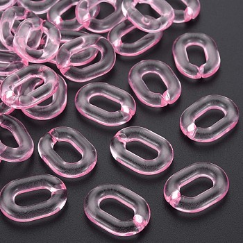 Transparent Acrylic Linking Rings, Quick Link Connectors, for Cable Chains Making, Oval, Pink, 24x18x5mm, Inner Diameter: 13x7mm, about 403pcs/500g