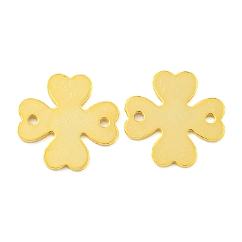 925 Sterling Silver Connector Charms, Clover Links, with 925 Stamp, Real 18K Gold Plated, 10x10x0.5mm, Hole: 0.5mm