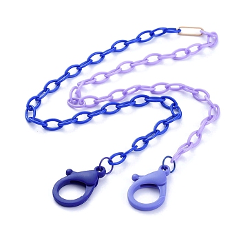 Personalized Two Tone ABS Plastic Cable Chain Necklaces, Eyeglasses Chains, Handbag Chains, with Iron Linking Rings and Plastic Lobster Claw Clasps, Lilac & Blue, 26.77~27.95 inch(68~71cm)