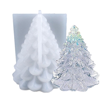 DIY Christmas Tree Display Silicone Molds, Resin Casting Molds, for UV Resin, Epoxy Resin Craft Making, White, 95x86mm