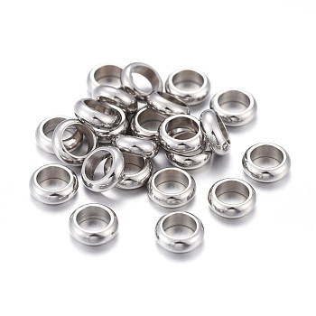 201 Stainless Steel Spacer Beads, Rondelle, Stainless Steel Color, 6x2mm, Hole: 4mm