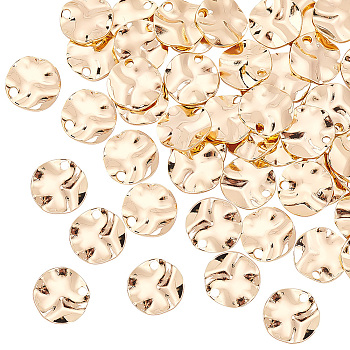 Elite 50Pcs Brass Charms, Flat Round, Real 18K Gold Plated, 10x1.5mm, Hole: 1.5mm