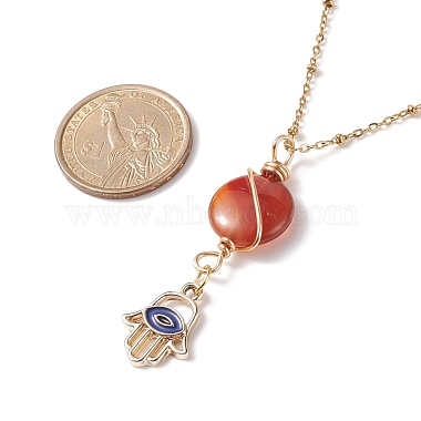 5Pcs 5 Style Moon and Star Planet Natural Red Agate Pendant Necklaces Set(NJEW-JN03937)-5