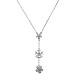 Clear Cubic Zirconia Flower Lariat Necklace(JN1062A)-1