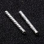 Corrugated Brass Tube Beads, Long-Lasting Plated, 925 Sterling Silver Plated, 15x1.5mm, Hole: 0.7mm(KK-H759-28B-S)