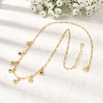Brass Micro Pave Cubic Zirconia Star Pendant Necklaces, Figaro Chains Necklaces for Women, Rack Plating, Cadmium Free & Lead Free, Long-Lasting Plated, Real 18K Gold Plated, 15.87 inch(40.3cm)(NJEW-B157-12G)