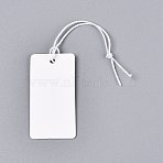 Rectangle Blank Paper Price Tags with Cord, White, 3.6x1.8x0.03cm(CDIS-S023-2-01)