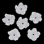 Frosted Opaque Acrylic Bead Cap, 5-Petal Flower, White, 24x24x4mm, Hole: 2mm, about 1063pcs/500g(OACR-K001-43)