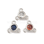Brass Micro Pave Cubic Zirconia Flat Round Chandelier Component Links, Long-Lasting Plated, Rack Plating, Lead Free & Cadmium Free, Platinum, Mixed Color, 7.5x8.5x3mm, Hole: 1.2mm(KK-B170-05P)