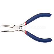 Jewelry Pliers, #50 Steel(High Carbon Steel) Short Chain Nose Pliers, Midnight Blue, 125x53mm(TOOL-D029-11)