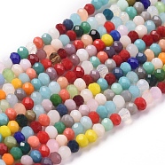 Imitation Jade Glass Beads Strands, Faceted, Rondelle, Mixed Color, 3.5x3mm, Hole: 0.7mm, about 144pcs/Strand, 14.96''(38cm)(GLAA-E415-01B)