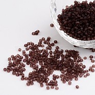 12/0 Glass Seed Beads, Frosted Colors, Round, Round Hole, Rosy Brown, 12/0, 2mm, Hole: 1mm, about 3333pcs/50g, 50g/bag, 18bags/2pounds(SEED-US0003-2mm-M16)