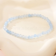 4mm Round Natural Aquamarine Beads Bracelet for Men, European and American Retro Simple Versatile Stretch Bracelets, 7-1/2 inch(19cm)(KG3069-23)