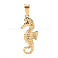304 Stainless Steel Pendants, Sea Horse, Golden, 29x12.5x4mm, Hole: 8x3.5mm(STAS-H110-12G)