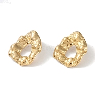 Texture Ring 304 Stainless Steel Stud Earrings for Women, Real 18K Gold Plated, 31.5x26.5mm(EJEW-L283-038G)