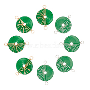 8Pcs 2 Colors Natural Malaysia Jade Connector Charms, with Eco-Friendly Copper Wire Wrapped, Donut/Pi Disc, Mixed Color, 38~39x25~25.5x6.5~7mm, Hole: 3.2~3.5mm, 4pcs/color(FIND-AR0003-05)