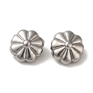 Non-Tarnish 304 Stainless Steel Beads, Flower, Stainless Steel Color, 9x5mm, Hole: 1mm(STAS-K285-17P)