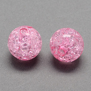 Transparent Crackle Acrylic Beads, Round, Pink, 8mm, Hole: 2mm, about 1890pcs/500g(CACR-R008-8mm-01)