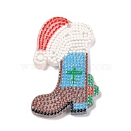 Christmas Theme Acrylic Pendants, Christmas Socking, 41.5x25.5x2.5mm, Hole: 1.6mm(OACR-I010-07B)