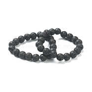 Natural Lava Rock Beaded Stretch Bracelets, Round, Beads: 10~10.5mm, Inner Diameter: 2 inch(5.15cm)(BJEW-A117-D-33)