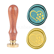 Wax Seal Stamp Set, Sealing Wax Stamp Solid Brass Head,  Wood Handle Retro Brass Stamp Kit Removable, for Envelopes Invitations, Gift Card, Heart, 80x22mm(AJEW-WH0131-674)