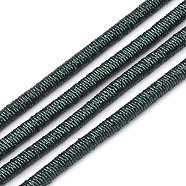 Polyester & Cotton Cords, with Iron Chain inside, Dark Green, 4mm, about 54.68 yards(50m)/bundle(MCOR-T001-4mm-04)