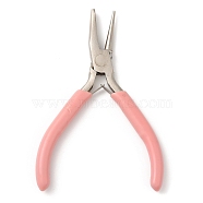 Steel Jewelry Pliers, Round/Concave Pliers, Wire Looping and Wire Bending Plier, with Plastic Handle Cover, Ferronickel, Pink, 11.7x7.9x0.95cm(PT-Q010-08P)