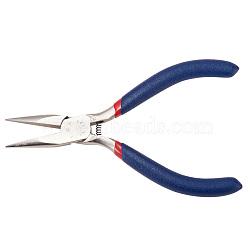 Jewelry Pliers, #50 Steel(High Carbon Steel) Short Chain Nose Pliers, Midnight Blue, 125x53mm(TOOL-D029-11)