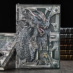 3D Embossed PU Leather Notebook, A5 Dragon Pattern Journal, for School Office Supplies, Multi-color, 215x145mm(OFST-PW0009-001C)