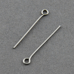 304 Stainless Steel Eye Pin, Stainless Steel Color, 45mm, Hole: 2mm, Pin: 0.7mm(X-STAS-R045-45mm)
