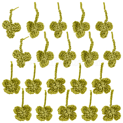 BENECREAT 20Pcs 2 Style Shamrock & Clover Shape Polyester Knitted Costume Ornament Accessories, for Saint Patrick's Day, Yellow Green, 50~65x33~42x2~4mm, 10pcs/style(DIY-BC0006-64)