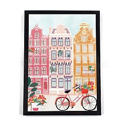 DIY 5D Amsterdam City Canvas Diamond Painting Kits, with Resin Rhinestones, Sticky Pen, Tray Plate, Glue Clay, Frame and Drawing Pin, for Home Wall Decor Full Drill Diamond Art Gift, Bloemenmarkt, 399x297x3mm(DIY-C018-01)