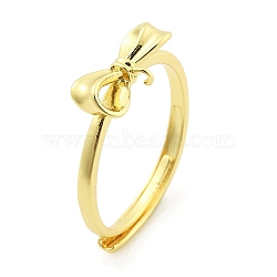 Bowknot Brass Adjustable Ring Settings, Golden, 6x13mm, Hole: 1.2mm, Inner Diameter: 17mm(KK-G527-01A-G)