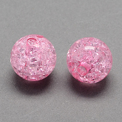 Transparent Crackle Acrylic Beads, Round, Pink, 8mm, Hole: 2mm, about 1890pcs/500g(CACR-R008-8mm-01)