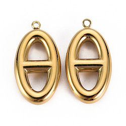 304 Stainless Steel Pendants, Real 14K Gold Plated, 27x14x4mm, Hole: 1.6mm(STAS-S116-220B)