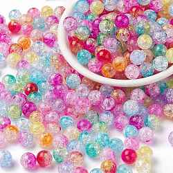 Transparent Crackle Acrylic Beads, Round, Mixed Color, 10mm, Hole: 2mm, about 943pcs/500g(CACR-N002-M)