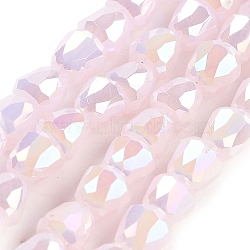 Electroplate Glass Beads Strands, Faceted, Bell, Misty Rose, 4x3.5~4mm, Hole: 1mm, about 98pcs/strand, 13.70''(34.8cm)(EGLA-D030-J4mm-B03)