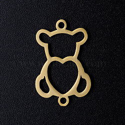 201 Stainless Steel Links connectors, Bear with Heart, Golden, 21x14x1mm, Hole: 1.5mm(STAS-T049-T645-2)