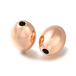 Rack Plating Brass Beads, Long-Lasting Plated, Lead Free & Cadmium Free, Rice, Rose Gold, 14x10mm, Hole: 2.5mm(KK-K373-07C-RG)