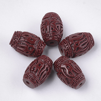 Synthetic Coral Beads, Dyed, Oval, Brown, 17~18x12mm, Hole: 1.8mm