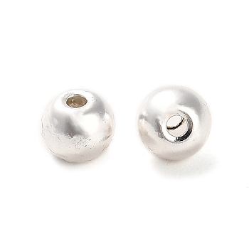 Alloy Beads, Long-Lasting Plated, Round, Silver, 6x5mm, Hole: 1.5mm