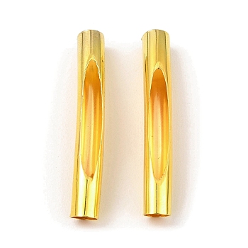 Brass Tube Beads, Hollow Curved Tube, Golden, 35x5mm, Hole: 4mm